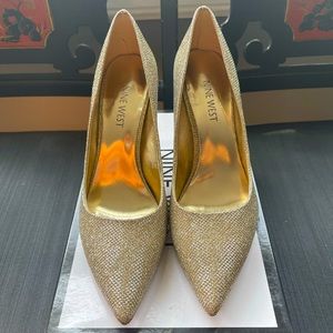 Nine West Gold Glitter Heels